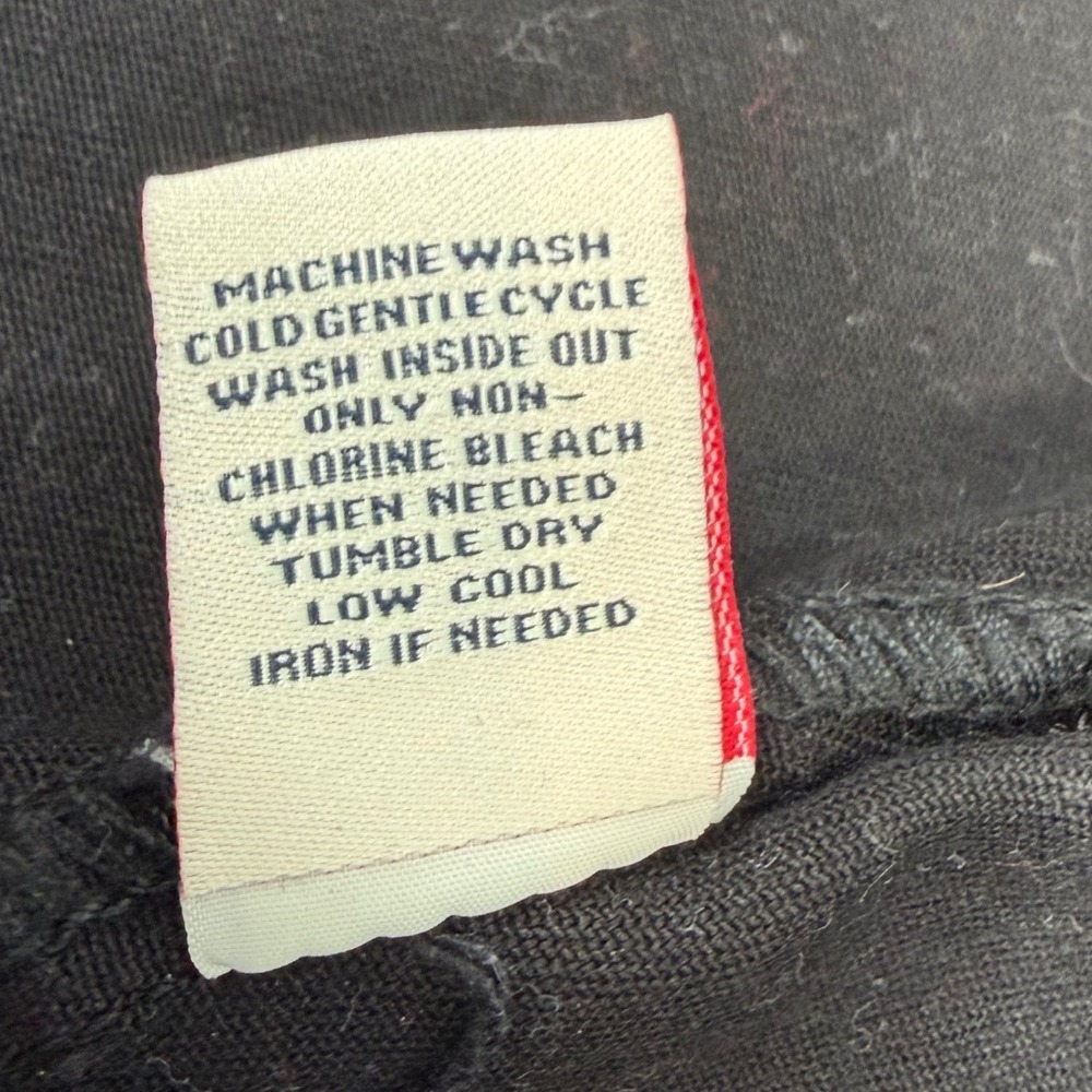 Distressed Black Denim Trucker Jacket "Guerre Et Paix" Red Underlay Grunge L - Picture 11 of 13